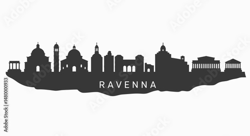 Ravenna Skyline Landmark with Cityscape Silhouette.
