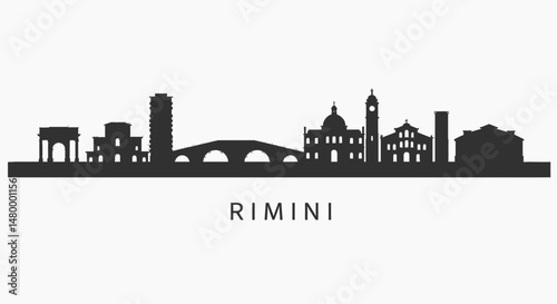 Rimini Italy Skyline Silhouette with Cityscape.