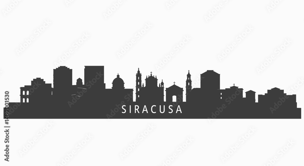Fototapeta premium Siracusa Skyline with Italy, and Vector Silhouette.