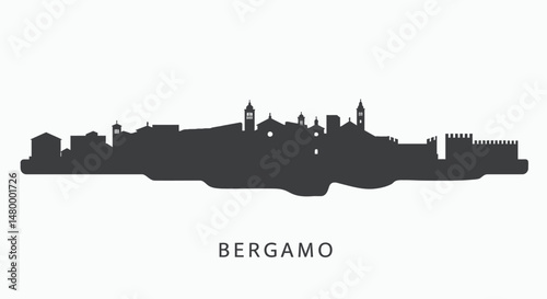 Bergamo Italy Skyline Silhouette with Cityscape.