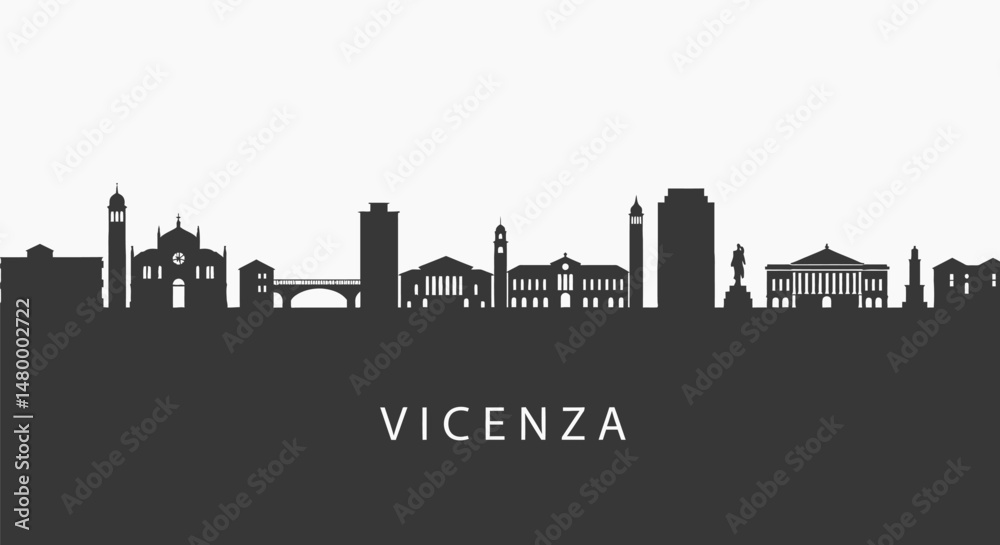 Naklejka premium Vicenza Skyline with Italy Cityscape Silhouette.