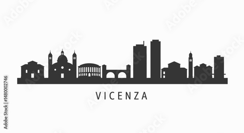 Vicenza skyline silhouette with Italy.