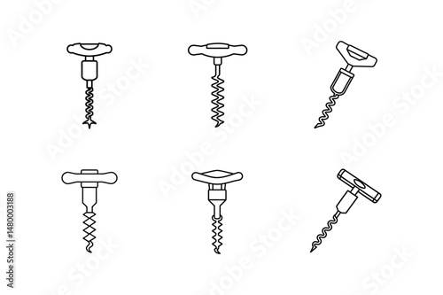corkscrew icon line art vector illustration