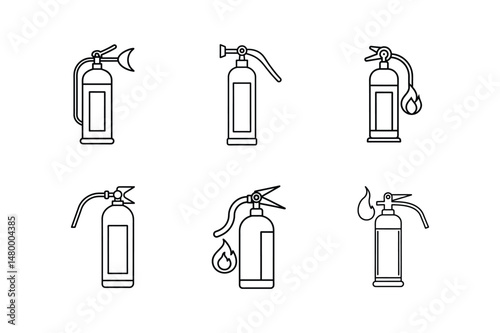 fire extinguisher icon line art vector illustration