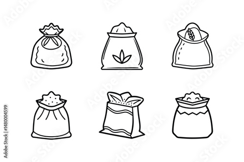 flour bag icon line art vector illustration