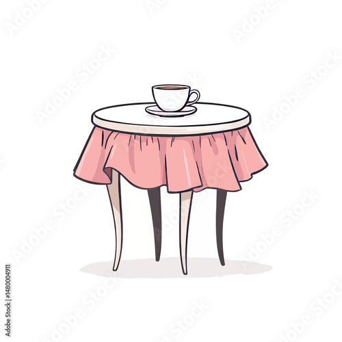 Charming Pink Table with Coffee Cup in Morning Light