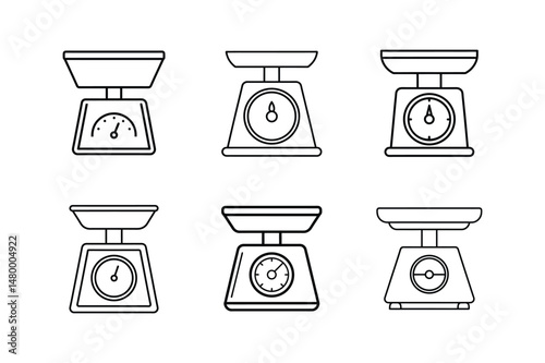 kitchen scale line art vector illustration