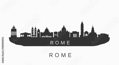 Rome Skyline Italy City Silhouette.