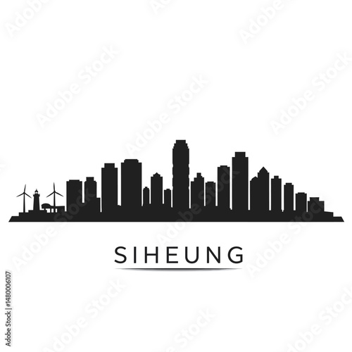 Siheung skyline silhouette with vector, city, and Korea.