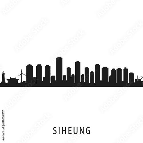 Siheung City Skyline Silhouette with South Korea.