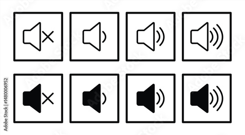 volume speaker icon collection. Sound level concept.