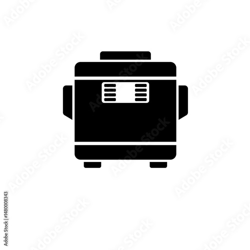 Multicooker, Kitchen Multi Cooker Machine Solid Flat Vector Icon Isolated on White Background.