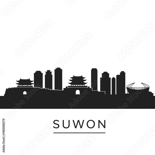 Suwon Skyline South Korea Cityscape Silhouette.