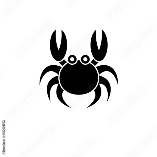 Sea or Ocean Crab, Marine Exotic Seafood Solid Flat Vector Icon Isolated on White Background.