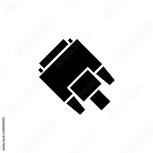 DVI or VGA Cable, Video Plug Connector Solid Flat Vector Icon Isolated on White Background.