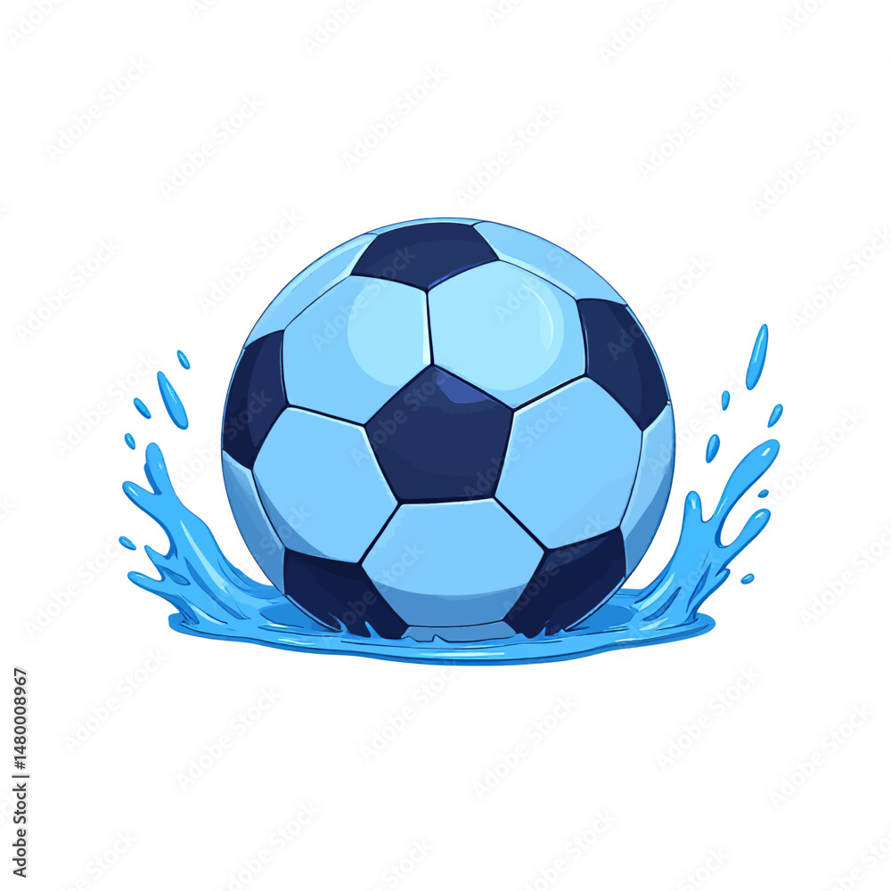 Obraz premium Cool Soccer Ball Splashing in Water Blue Serenity