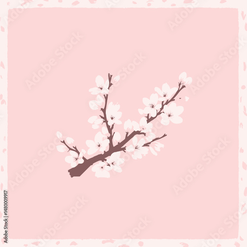 Delicate Cherry Blossoms on Soft Pink Background with Gentle Glow