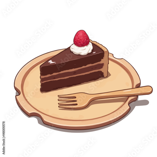 Delicious Chocolate Cake Slice with Strawberry Topping