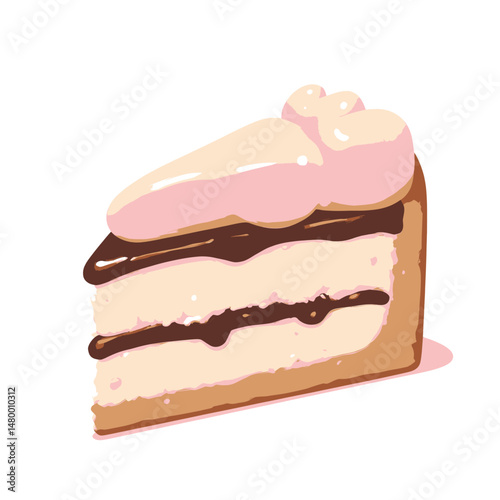 Delicious Pink Ice Cream Chocolate Cake Slice