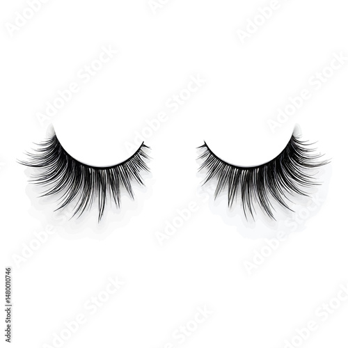 Elegant False Eyelashes Closeup on White Background