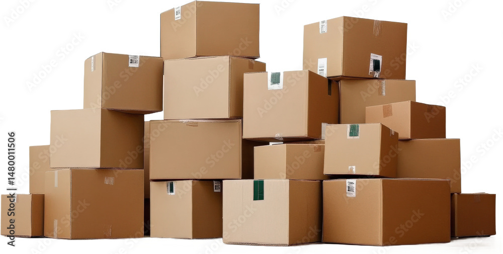 Fototapeta premium Stacked Cardboard Boxes for Moving