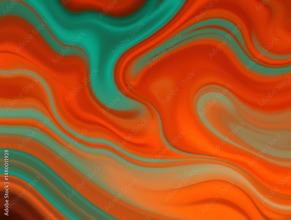 Fototapeta premium Abstract Orange Teal Swirl Flow.