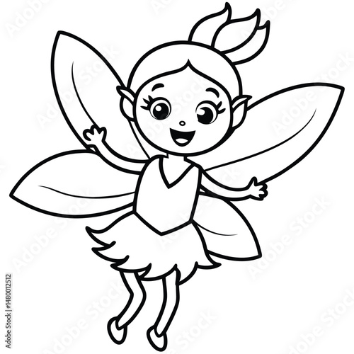 A Cute Cartoon Style Fairy Girl With Large Expressive Face