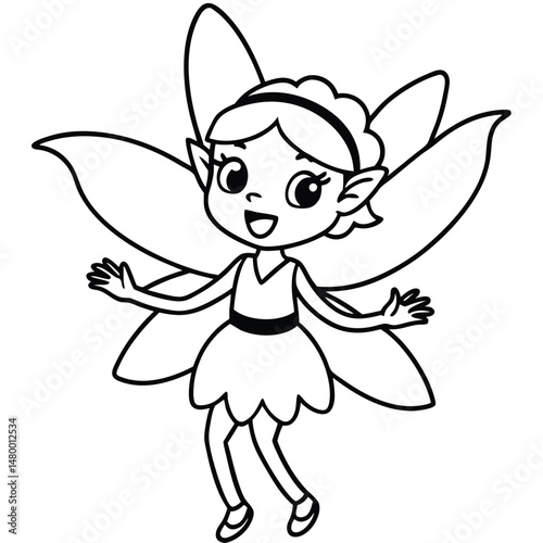 A Cute Cartoon Style Fairy Girl With Large Expressive Eyes