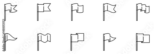 Flag icon. Waving flag icon. Different flag icons set. Vector Illustration. 