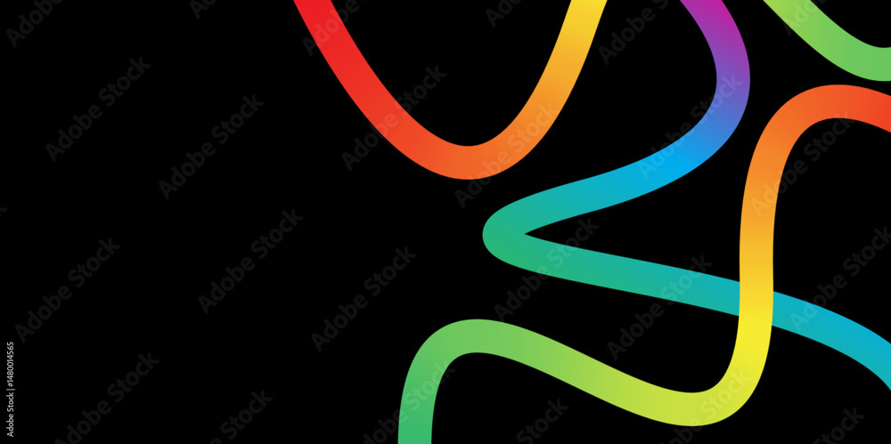 Obraz premium Abstract Color Lines with a Gradient on a black Background. Abstract Colorful Wavy Lines on black Background. Abstract Modern Design.