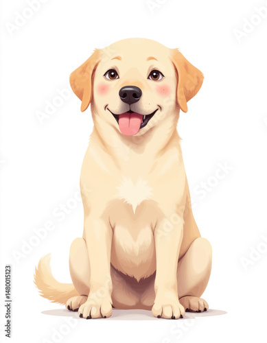Happy Puppy Sitting in Sunlit Meadow