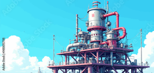 Industrial Complex Under Clear Blue Sky