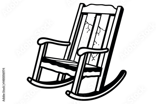 Rocking Chair Design in Rotten Vector Art