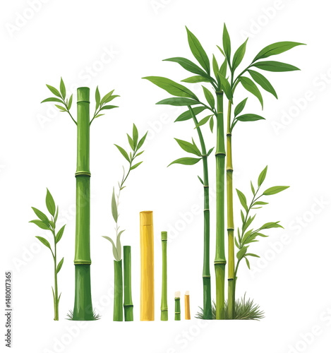 Lush Bamboo Stages in Verdant Forest Undernoon Light