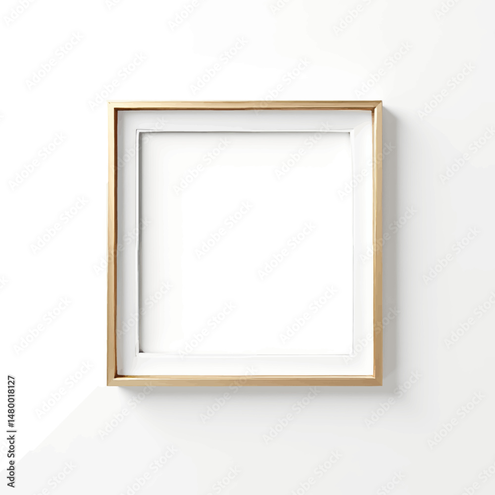 Minimalist Gold Frame on White Wall Serenity Minimalist Gold Frame on White Wall Serenity