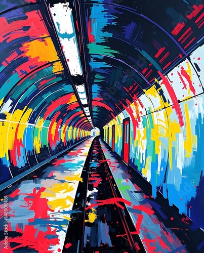 Colorful Subway Tunnel Art.