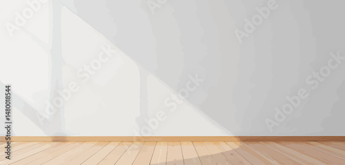 Minimalistic Room with Sunlit Wooden Floor