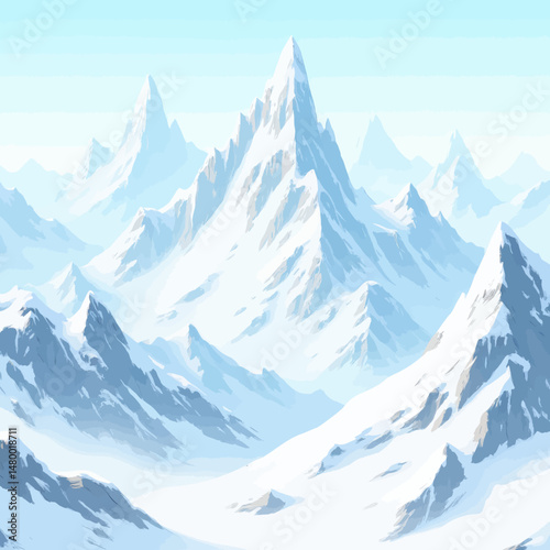 Majestic Snow-capped Peaks in Winter Wonderland
