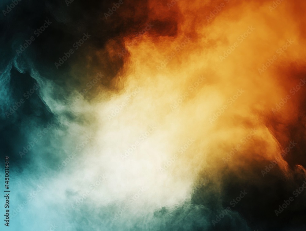 Obraz premium Abstract smoke background with orange and blue hues creating a dynamic and ethereal atmosphere studio shot