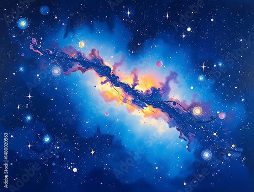 Cosmic Nebula with Vibrant Starscape.