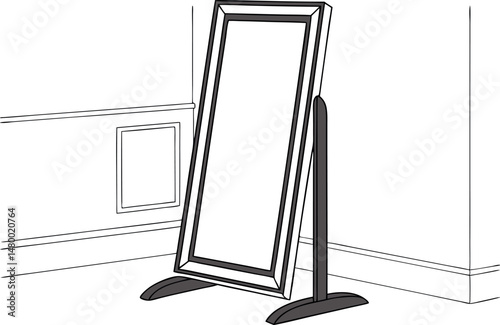 Elegant Mirror Vector Art in Line Drawing Style