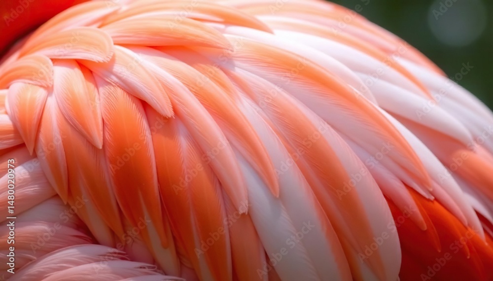 Obraz premium Close-up of vibrant pink and white flamingo feathers Soft, delicate texture Natural beauty , bird, closeup