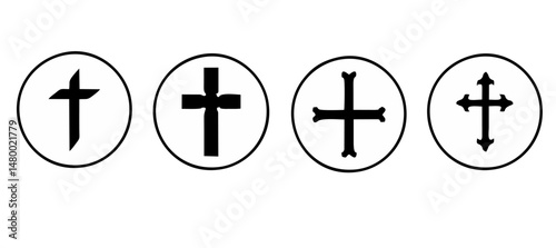 Christian Cross Set Vector Design on White Background