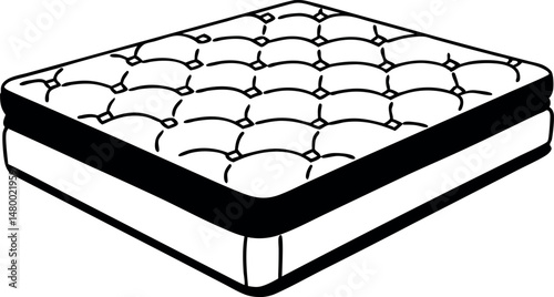 Minimalist Line Drawing of Mattress Vector Art