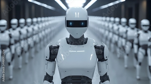 Wallpaper Mural Futuristic humanoid robot walking in a high-tech corridor Torontodigital.ca