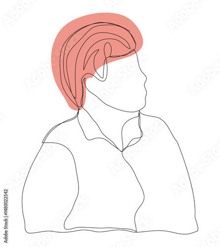 Sketch problem concept minimal man emotion stress headache drawing line art. Male unhappy depress hand drawn continuous line concept with white isolated background. Abstract,vector,illustration.