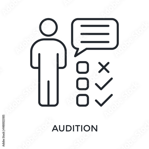 Audition Icon Outline Style. Vector Illustration For Graphic Design