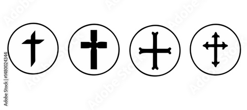 Christian Cross Set Vector Design on White Background