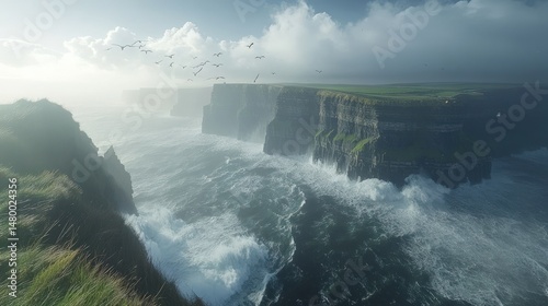 Dramatic Cliffs and Ocean Waves