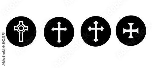Christian Cross Set Vector Design on White Background